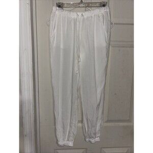Cloth & Stone Anthropologie Sz XSmall Linen Wide Leg White  Cropped Pants